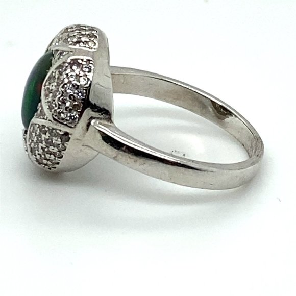 Black Opal 1.67ct Platinum Finish Solid 925 Sterling Silver Ring - Picture 7 of 7